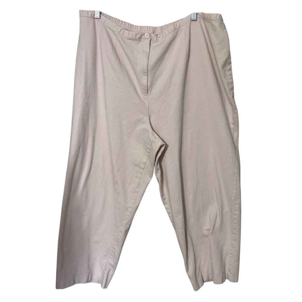 Susan Graver Style Womens Plus Size 26W Pink/ Beige Pull-On Pants With Elastic W